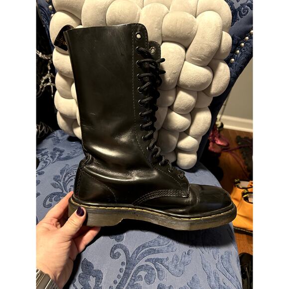 Dr Martens Black Leather 14 Eye Boots Made in England size 8/UK 6 - Picture 6 of 10